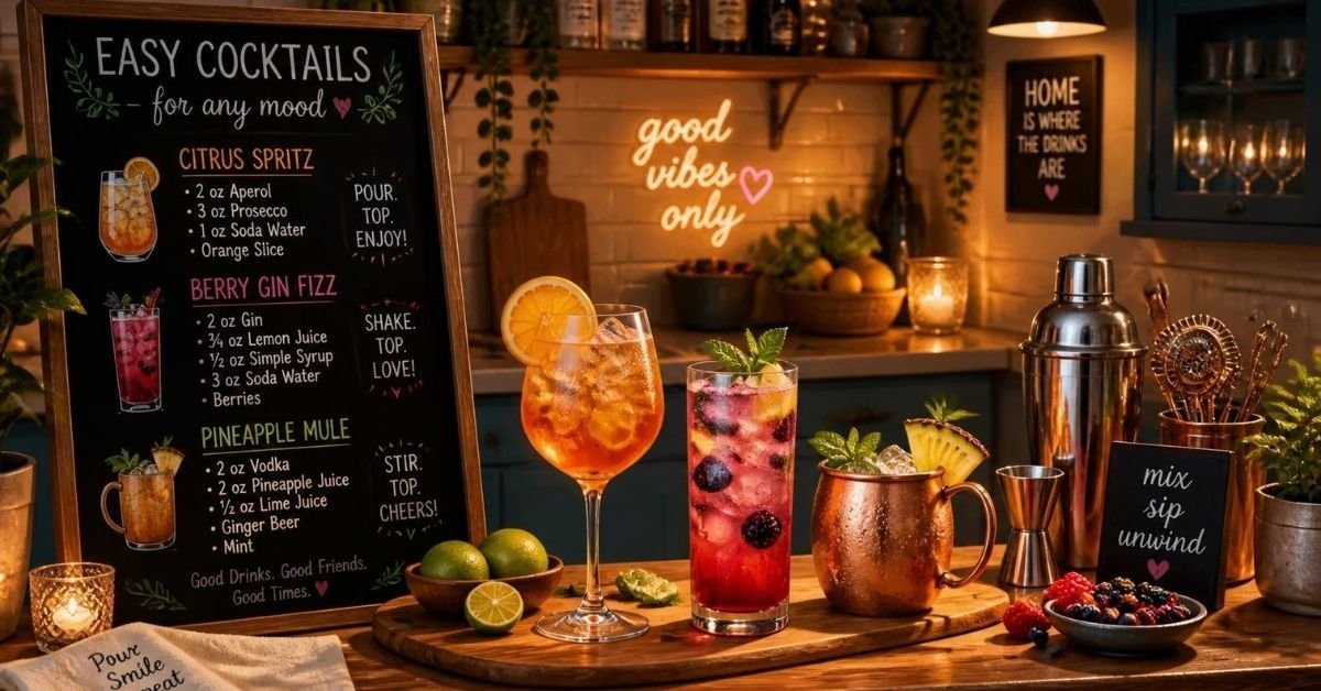 Try easy cocktail recipes: simple drinks at home